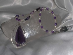 Sugilite with Blue Goldstone and Pearls
