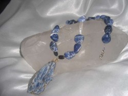 Kyanite with Sodalite and Pearls