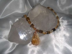 Citine with Copper Wrap- Jasper and Petrified Wood with Tiger Eye  